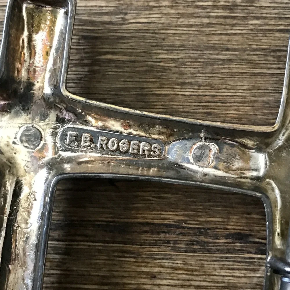 Vintage FB Rogers Zinc Plated Expandable Trivet Bamboo Made in Italy MCM 11